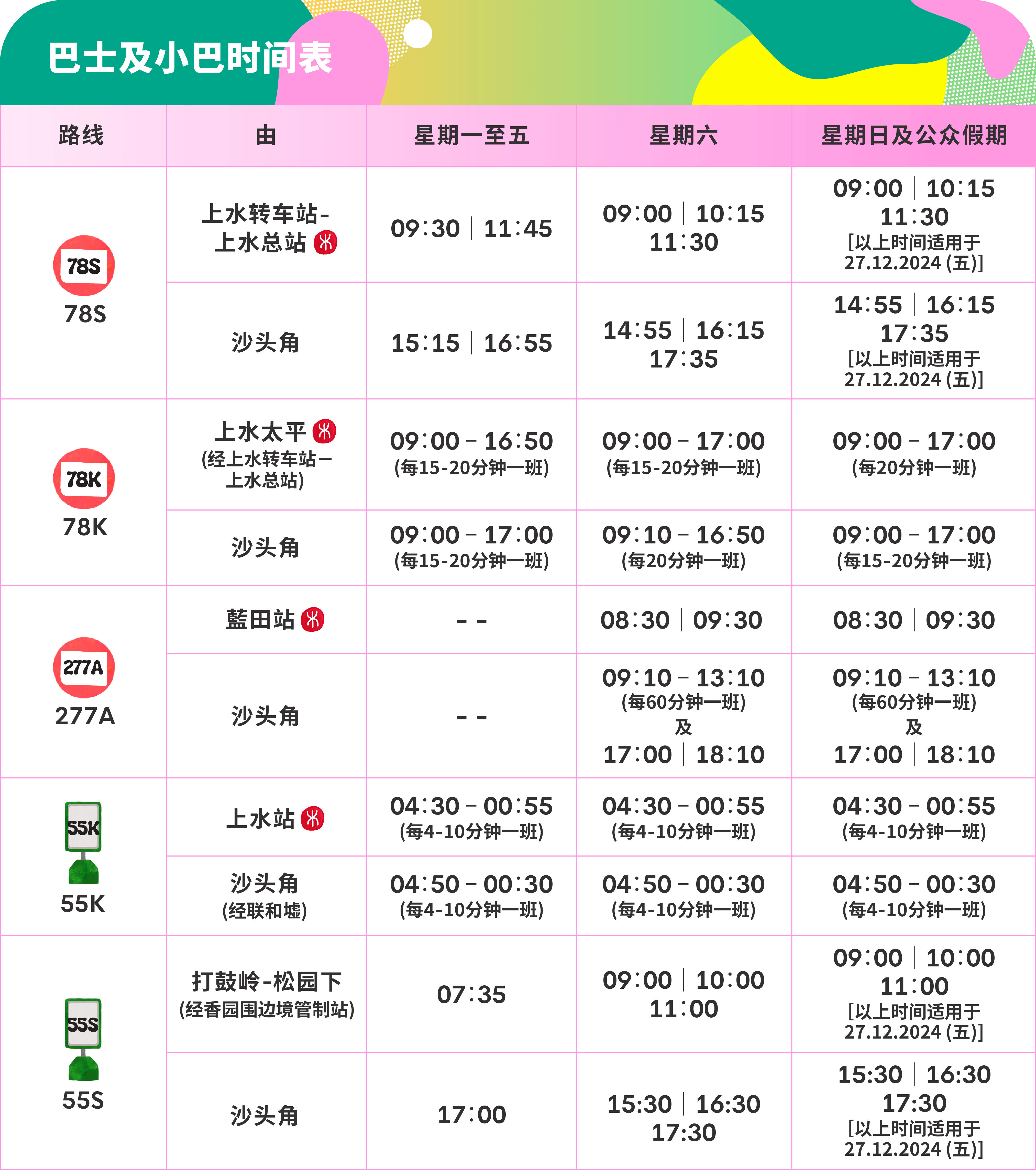 公共交通工具往沙头角